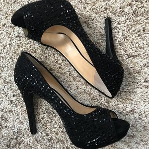 Gianni Bini McKenna Peep Toe Heels - Black